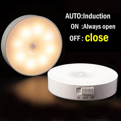 Lámpara de noche con 8 LED de inducción del cuerpo humano, con sensor inteligente de carga USB, para mesita de noche, dormitorio, hogar, pasillo, mini lámpara de pared