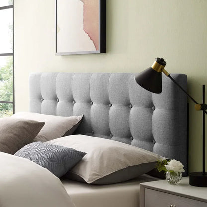 Headboard, Tufted Button Linen Fabric Upholstered Full Headboards in Gray, Bedroom Headboards