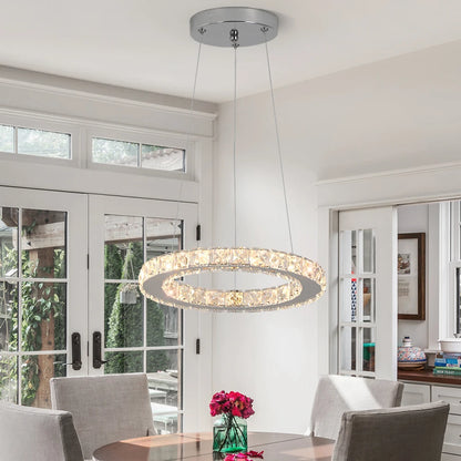 Modern Pendant Lighting Rings Led Crystal Chandelier Hanging Lustre Lamparas Ceiling Lamp Fixtures Luminaire for Living Room