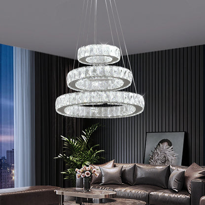 Modern Pendant Light Luxury Big Crystal LED Chandelier Home Appliance Decorate Lustre Hanging Fixture Ceiling Lamp Living Room