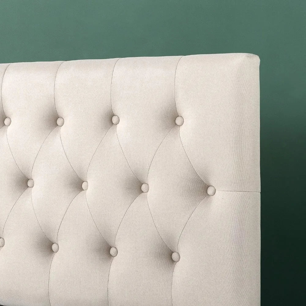 Trina Upholstered Headboard, Button Tufted Upholstery,understated style Adjustable Height, Easy Assembly, Taupe, Queen