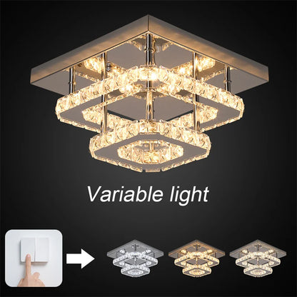 Lustre de plafond en cristal K9, luminaire suspendu pour couloir d'intérieur, éclairage de vestiaire, luminaire de plafond décoratif à LED pour allée