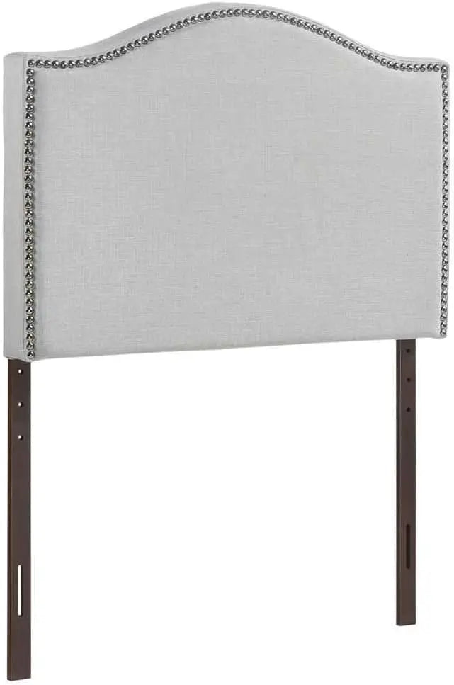 Comfort corner  Linen Fabric Upholstered Twin Headboard with Nailhead Trim and Curved Shape, Sky Gray