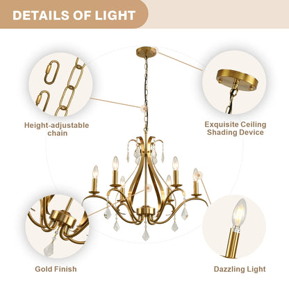 Modern Chandelier for Dining Room Living Room K9 Crystal Pendant Lighting Candle Chandeliers Home Decoration Light Fixtures Lamp