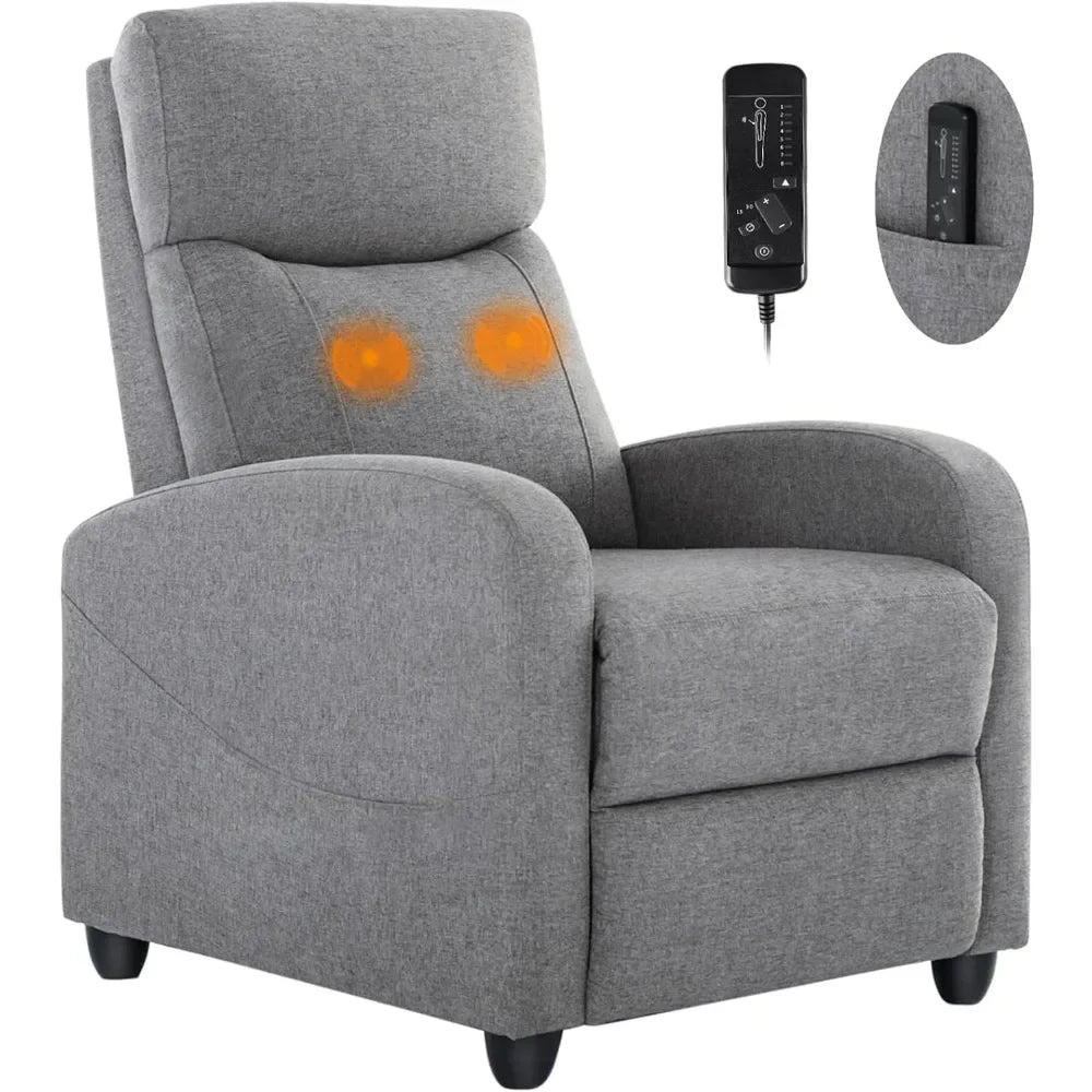 Sillón reclinable para adultos, sillón de sala de estar, sillón reclinable pequeño de tela para masajes, asientos de cine en casa con soporte lumbar