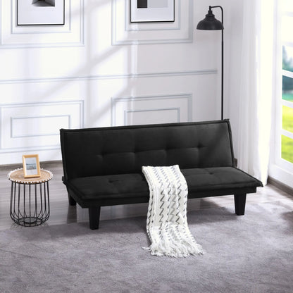 Canapé-lit futon de 63,8 pouces, 3 positions réglables, faux suède, bordure passepoilée, canapés convertibles futon double taille noir