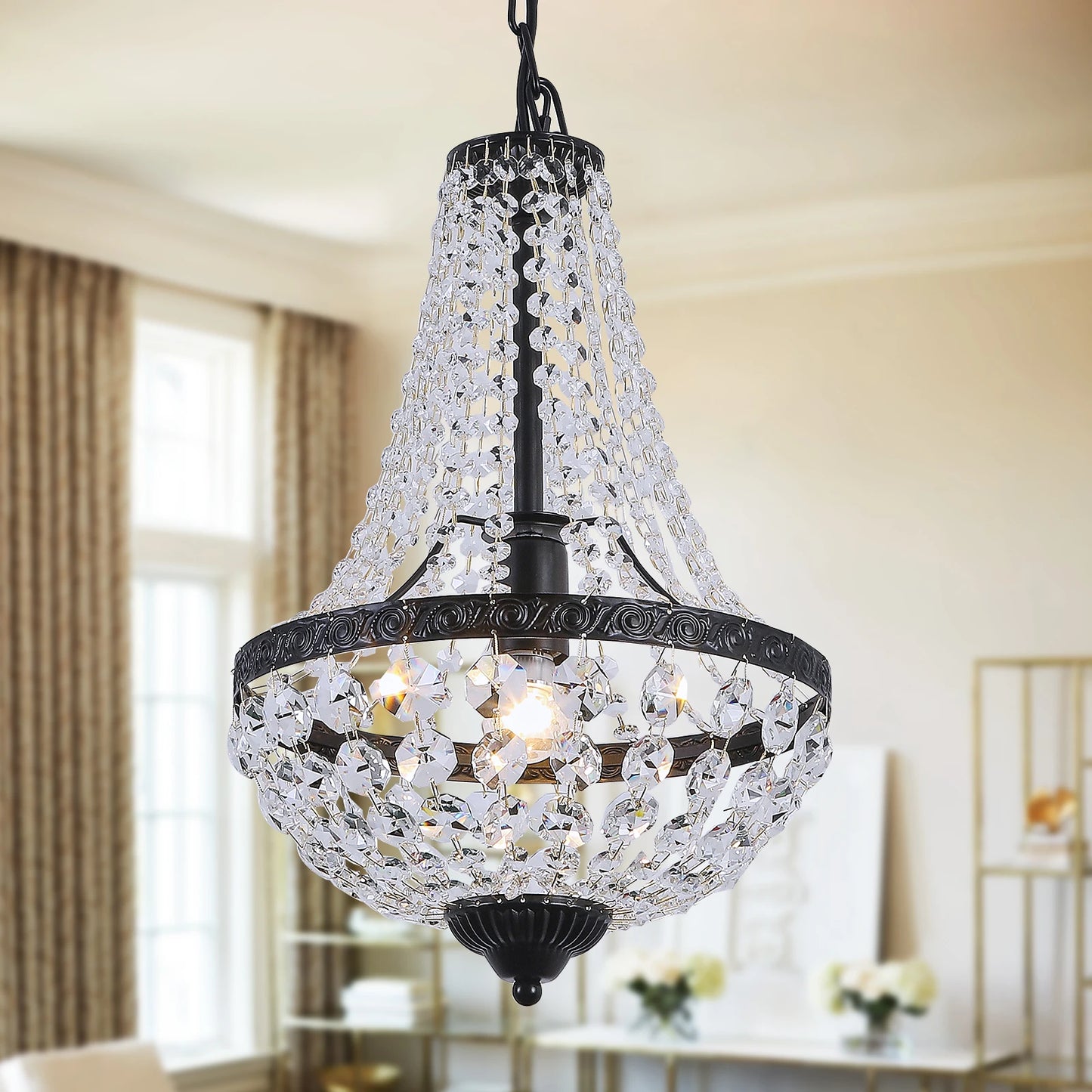 Retro Crystal Pendant Light Home Lighting Fixtures For Dining Living Room Ceiling Lamp Chandelier Metal Hanging Lustre Luminaria