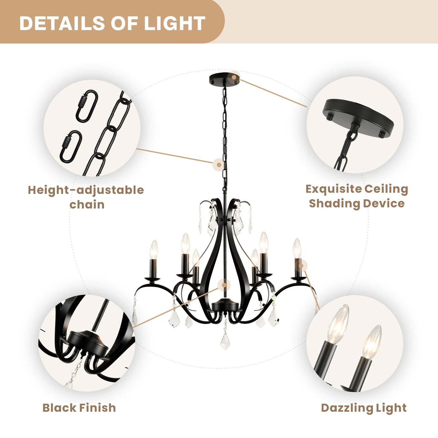 Modern Chandelier for Dining Room Living Room K9 Crystal Pendant Lighting Candle Chandeliers Home Decoration Light Fixtures Lamp