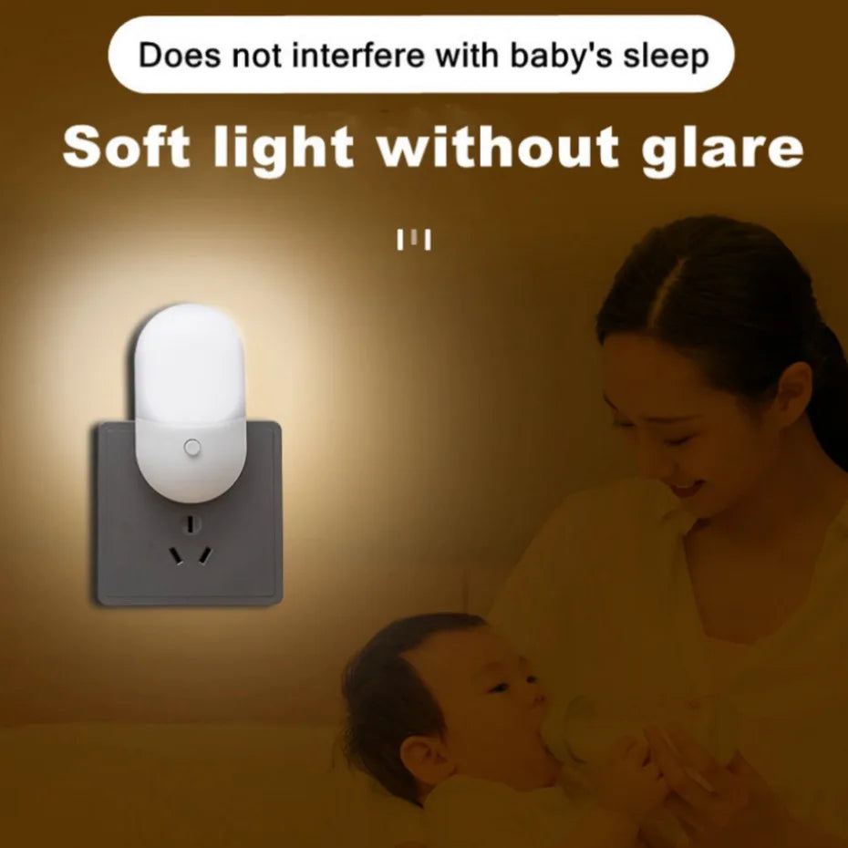 Lámpara de noche UooKzz, luz de noche, enchufe UE EE. UU., luz de noche LED, CA 220 V, lámpara de dormitorio, regalo para niños, linda lámpara de noche para pasillo, WC