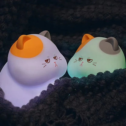 Veilleuse chat gourmand rechargeable par USB, lampe de nuit chaude et RVB pour chambre d'enfant, veilleuse sans fil Kawaii pour décoration de chambre d'enfant