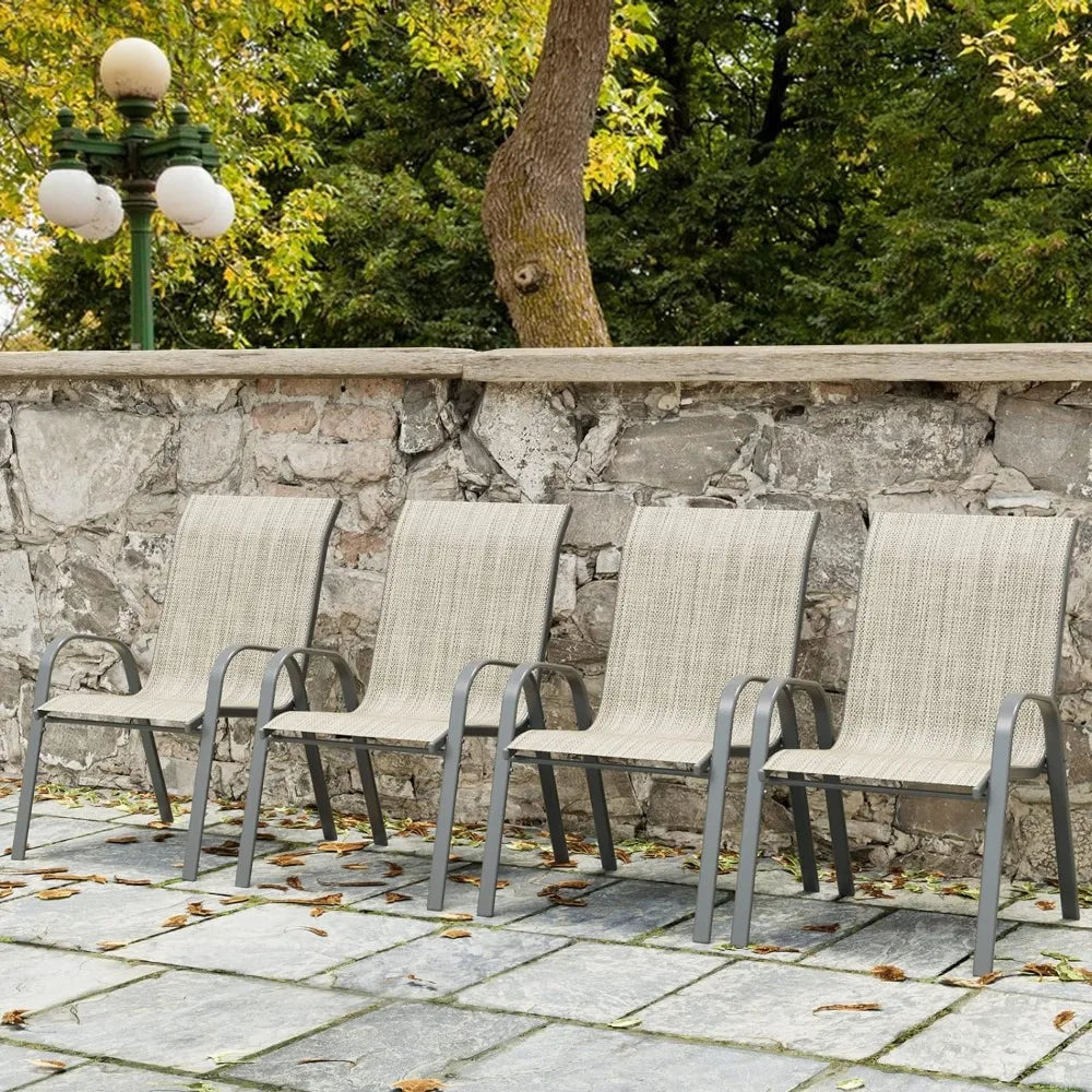 Ensemble de 4 chaises de salle à manger pour patio, chaises empilables hautes pour l'extérieur, chaises d'intérieur/extérieur, chaises de jardin pour terrasse, restaurant