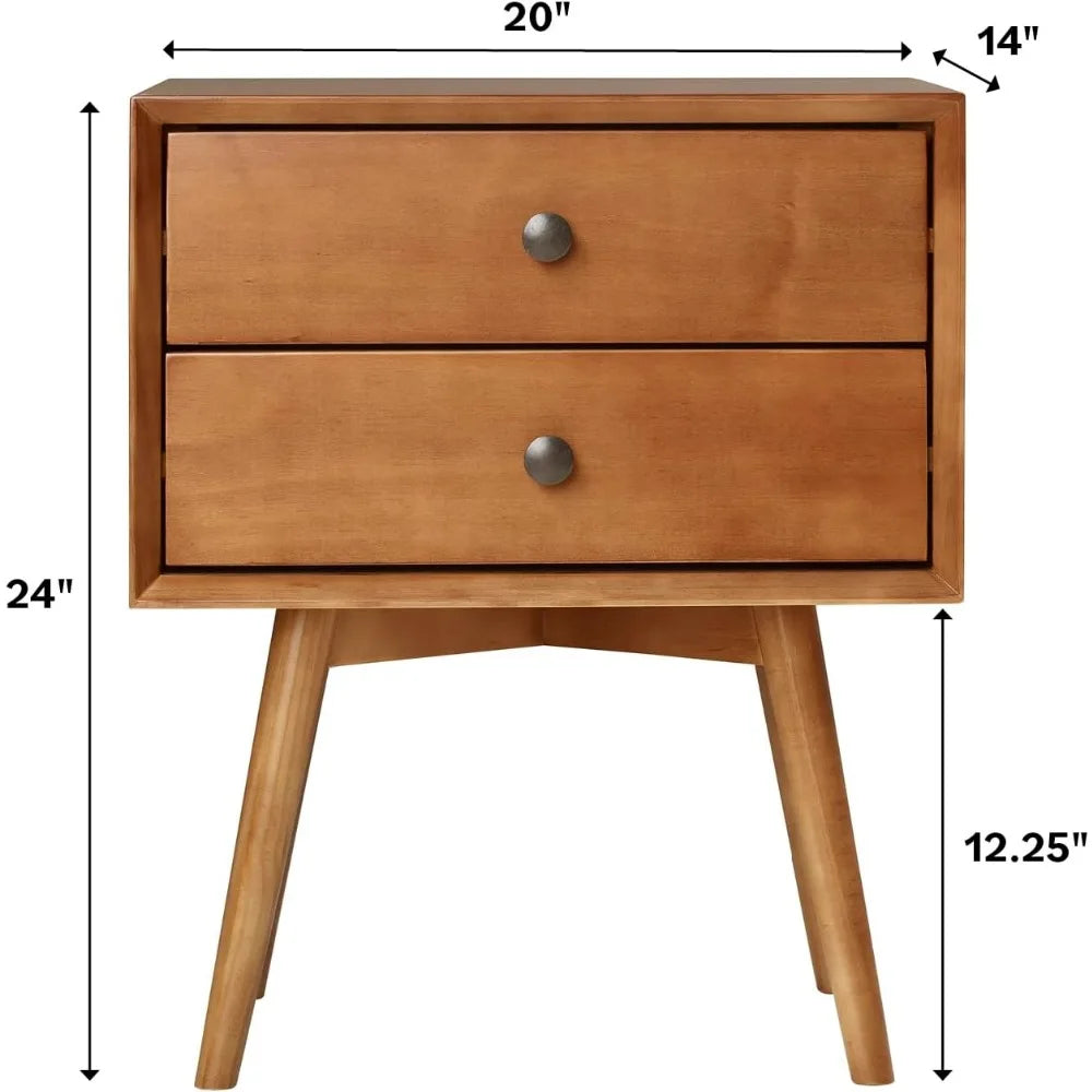 Century Modern Wood Nightstand Side Table Bedroom Storage Drawer Bedside End Table Furniture Caramel Tables Home