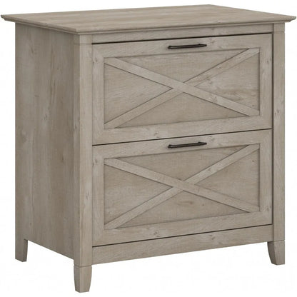 2 Drawer Lateral File Cabinet in Washed Gray | Document Storage for Home Office | Accent Chest with Drawers