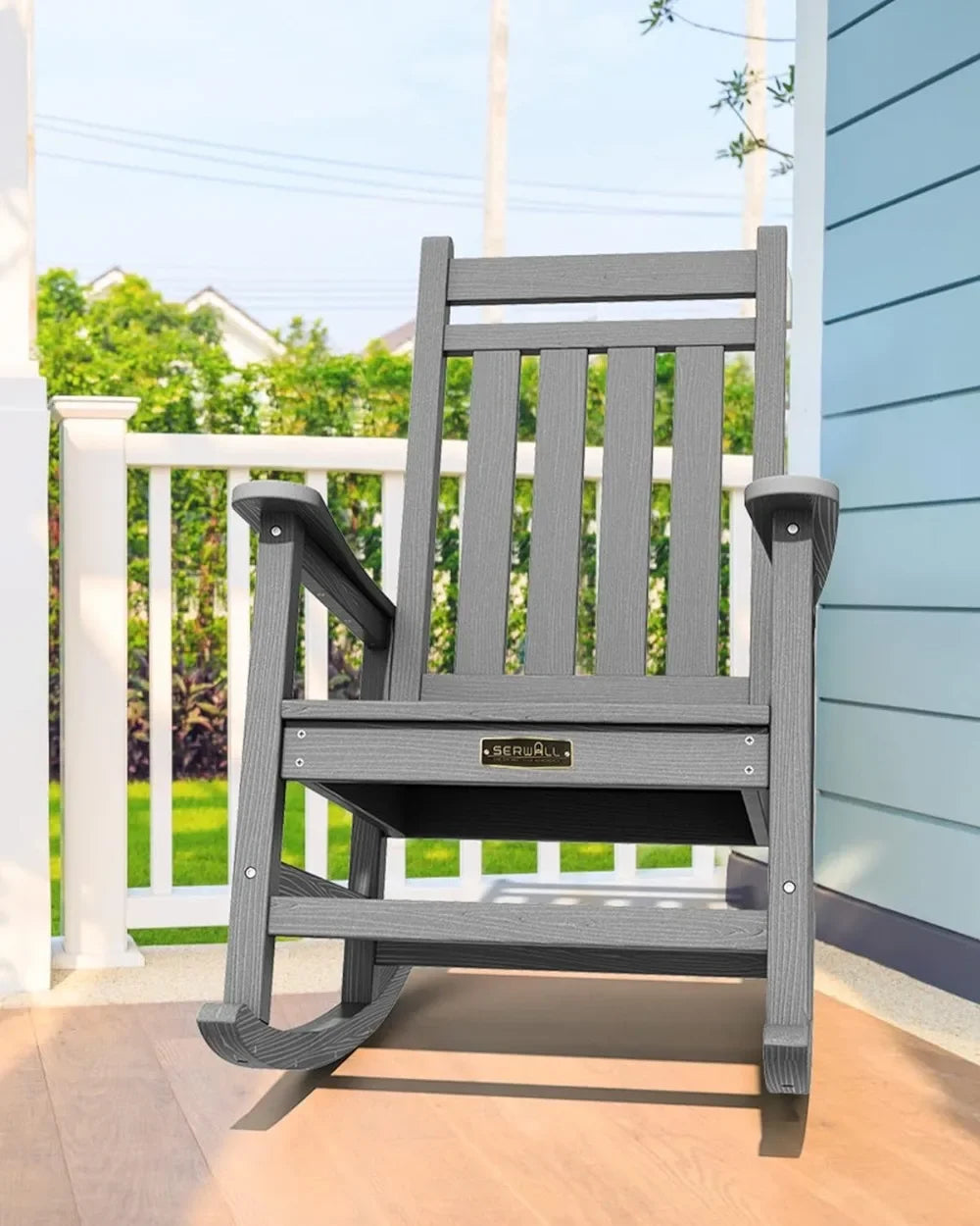 Chaise à bascule d'extérieur en PEHD pour adultes, chaises à bascule de porche résistantes à toutes les intempéries pour jardin de pelouse