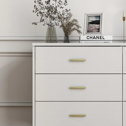 Dresser, Modern 6-drawer Wooden Side Chest of Drawers, Wide Drawers and Storage with Metal Gold Handles,Dressers