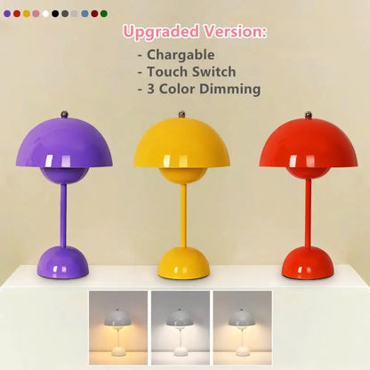 Rechargeable Table Lamp Creative Nordic Flower Bud Iron Touch Switch Led Cordless Desk Lamp for Hotel Bedroom Bedside Decorate