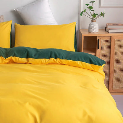 Home bedding set Double solid AB side Lemon yellow Green Duvet Cover Pillowcase US Twin FR king AU Single Queen UK Double 2/3pcs