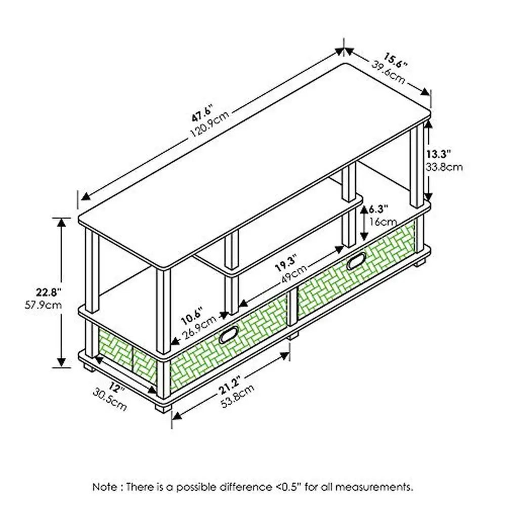 Soporte de TV de madera para televisores de hasta 50" Consola multimedia contemporánea negra 37,4 libras 47,63 x 15,55 x 22,79