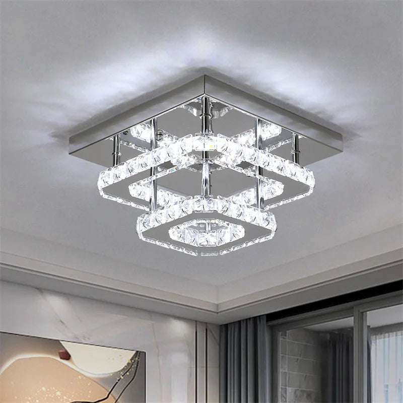 Lustre de plafond en cristal K9, luminaire suspendu pour couloir d'intérieur, éclairage de vestiaire, luminaire de plafond décoratif à LED pour allée