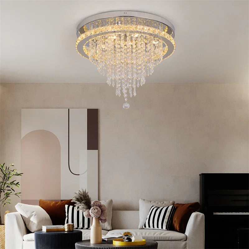 Modern K9 Luxury Crystal Ceiling Lamp Smart Led Living Dining Room Pendant Light Chandelier Remote Control Hanging Decor Luminai