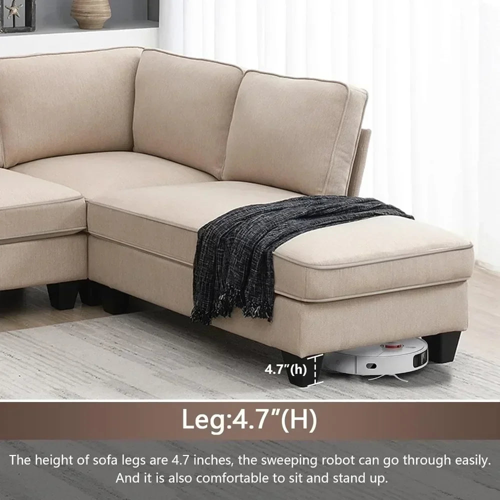 U Shape Sectional Sofa for Living Room, 7 Seat L Shaped Living Room Sofa Set with Ottoman for Living Room,Apartment,Office