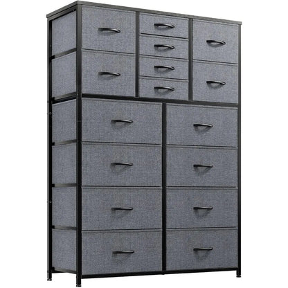 Dresser for Bedroom with 16 Drawer, Dressers & Chests of Drawers, Tall Dresser for Bedroom, Dresser Organizer with Fabric Bins