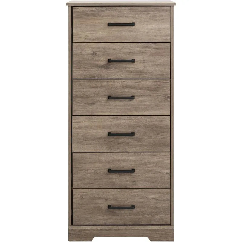 Astrid Tall White Dresser: 16"D x 20"W x 52"H, 6-Drawer Chest for Bedroom by Prepac - Perfect Chest of Drawers for Ample