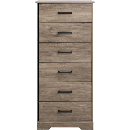 Astrid Tall White Dresser: 16"D x 20"W x 52"H, 6-Drawer Chest for Bedroom by Prepac - Perfect Chest of Drawers for Ample