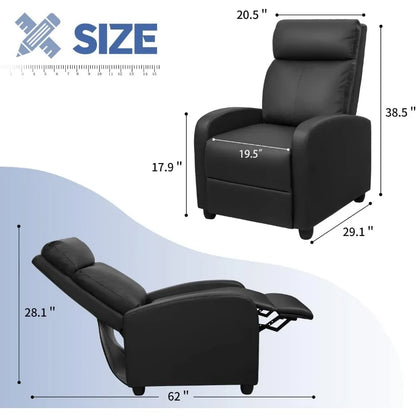 Massage Recliner Chair for Living Room Adjustable PU Leather Reclining Chair Home Theater Seating Modern Winback Single Sofa