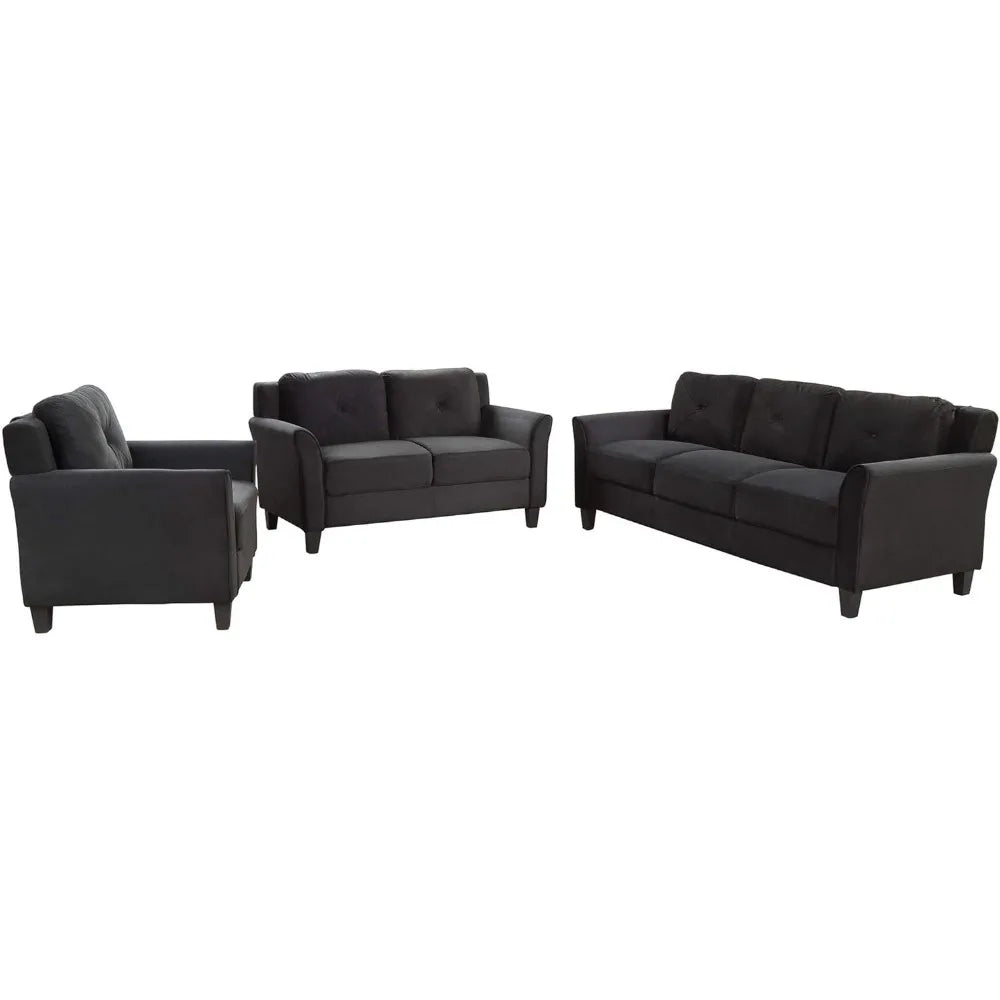 3-piece sectional sofa living room, modern button-tufted sectional sofa set with sofa, loveseat and armchair