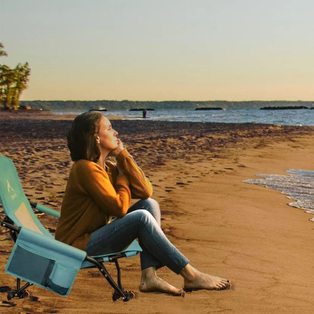 Silla de playa baja para carpa de playa/refugio y camping/mochileros ultraligeros al aire libre, sillas reclinables plegables con portavasos/S