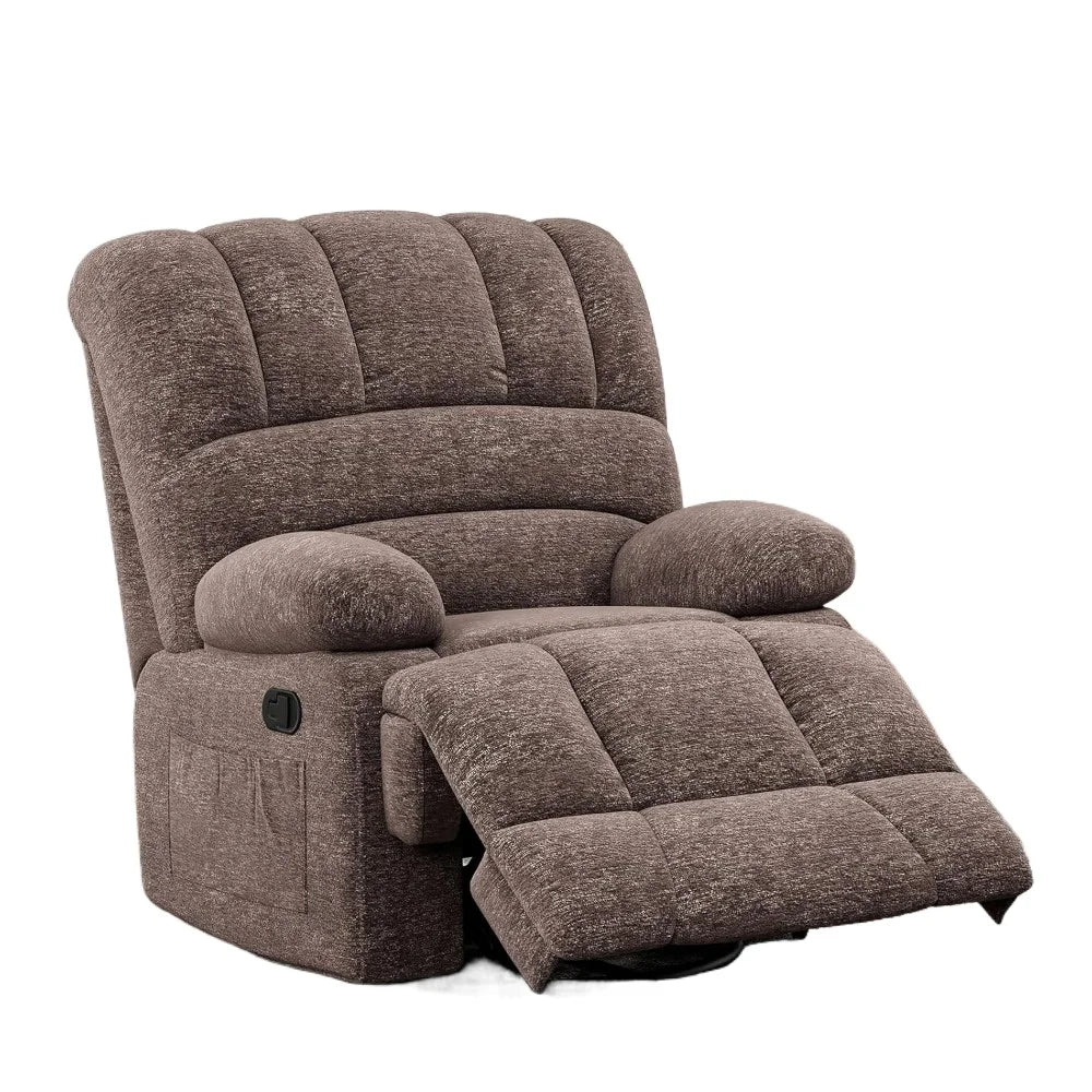 Oversized Swivel Rocker Recliner Chair for Living Room Bedroom for Adults, Brown