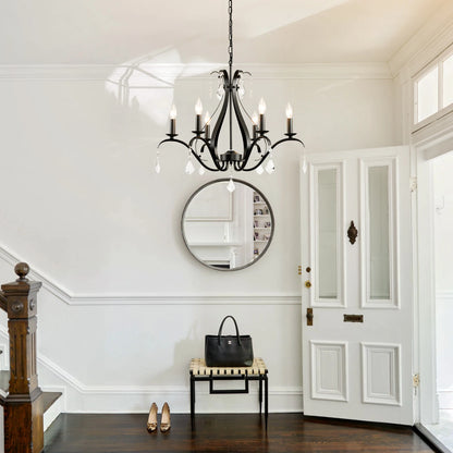 Modern Farmhouse Chandelier for Dining Room Living Room K9 Crystal Pendant Lighting Candle Chandeliers Home Decor Light Fixtures