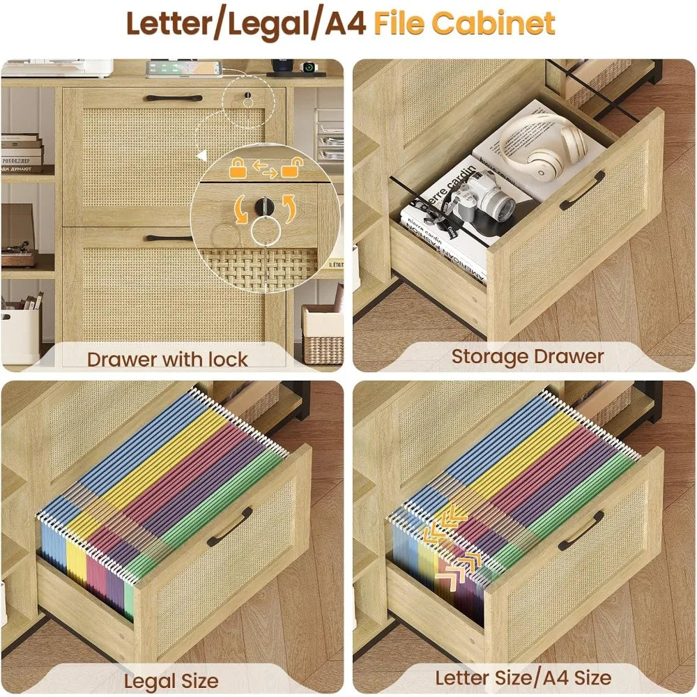 File Cabinets with Charging Ports, Vertical File Cabinets with Locks for Home Offices, and File Cabinets with Open Storage Racks