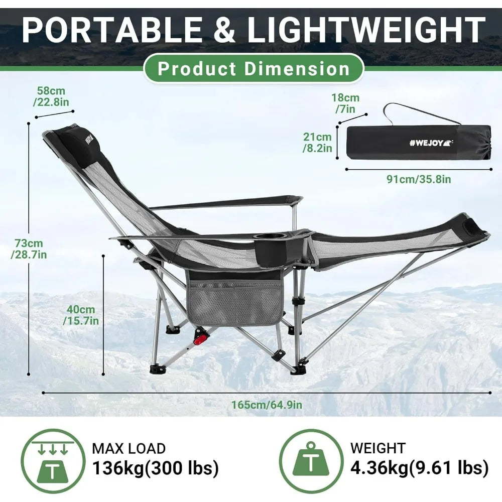 2-in-1 Reclining Camping Chair with Removable Umbrella Lightweight Folding Camping Chair,Beach Chairs