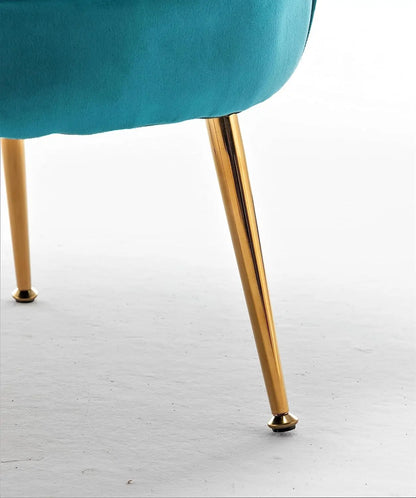 Velvet Barrel Accent Chair with Scalloped Silhouette and Gold Metal Legs, Decorative Piece Suitable for Modern Spaces