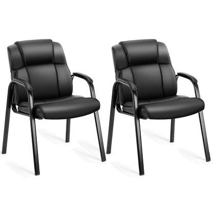 JHK Leather Waiting Room Chairs No Wheels,Guest Chair with Padded Arm Office Guest Chair Conference Room Lobby Table