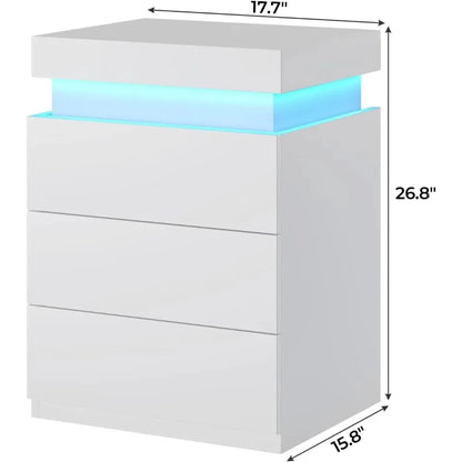 Ensemble de 2 tables de nuit à LED, table de nuit avec station de charge et plateau coulissant, table de chevet pour chambre à coucher, ensemble de 2