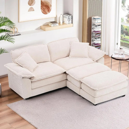 84.6" Sectional Sofa Couch for Living Room,Modern Upholstered Corduroy L Shaped Couch with Chaise,Comfy Deep Seat Loveseat Sofa