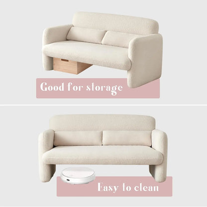 59" W Loveseat Sofa 2-Seater Lamb Fabric Couch, Solid and Easy to Install, Small Modern Loveseat Sofas for Small Space, Bedroom