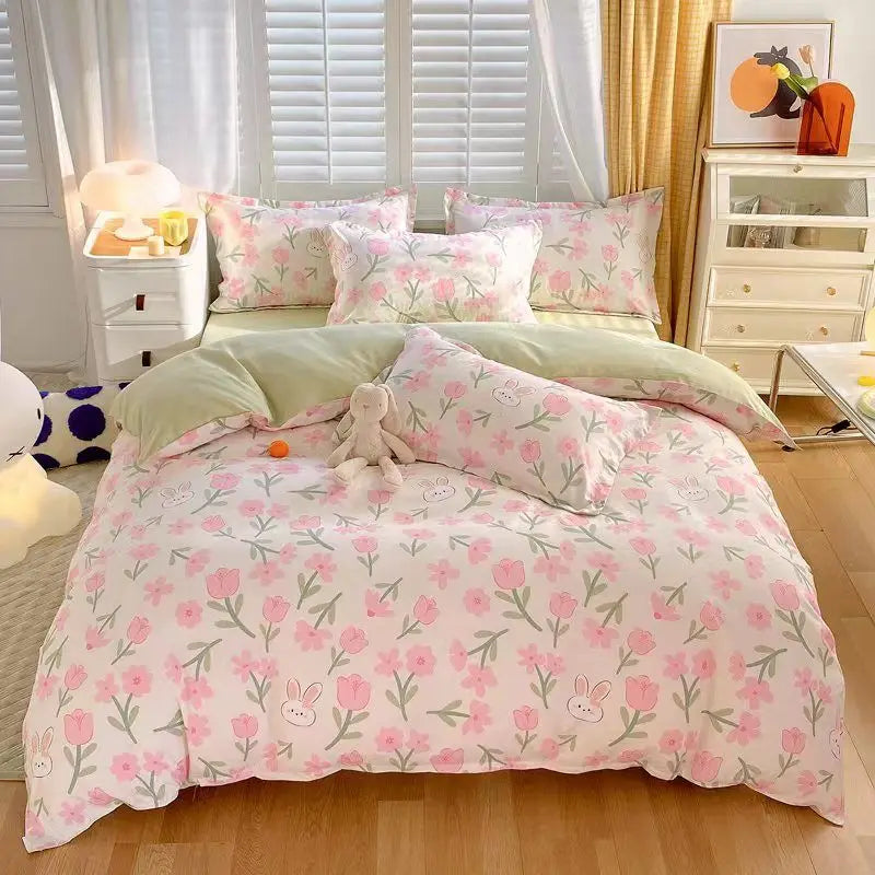 Cute Strawberry Duvet Cover Set Twin Full Size INS Floral Bedding for Kids Girls Quilt Cover High Quality Bedclothes NO Filling