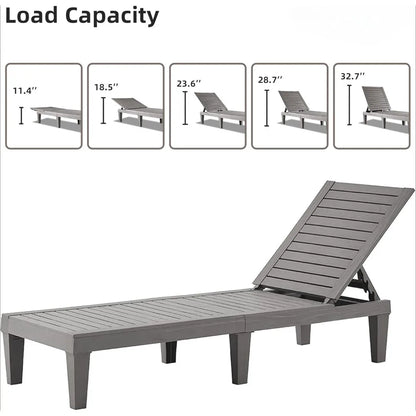 Ensemble de 2 chaises longues d'extérieur réglables avec dossier à 5 positions, chaise longue imperméable, piscine de jardin, terrasse de plage