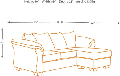 Sofá modular de felpa Darcy con chaise longue convertible, diseño exclusivo de Ashley, azul oscuro