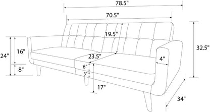 Sofá cama y sillón ajustables modernos tapizados, futón de piel sintética en color camello y negro