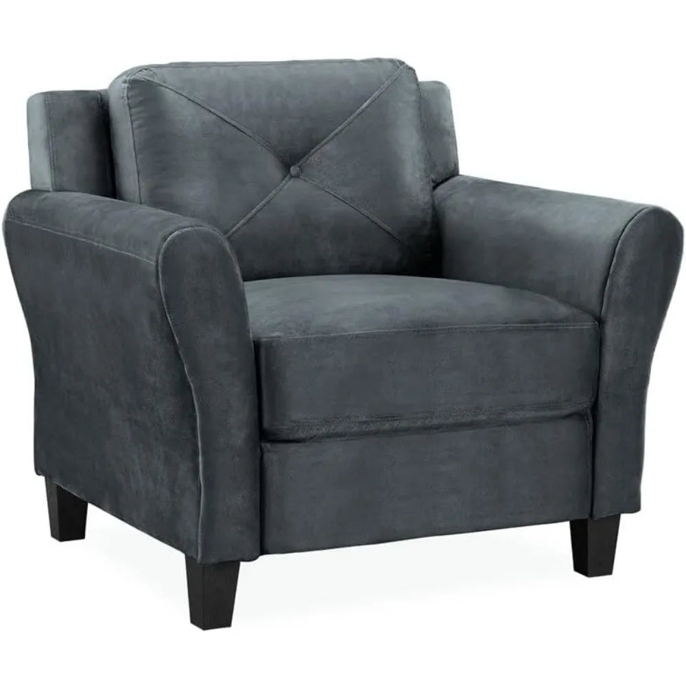 Arm Chair for Living Room 31.5"W X 35.4"D X 32.7"H Elegant Tufted Back Cushions Upholstered in Cleanable Fabric Dark Gray