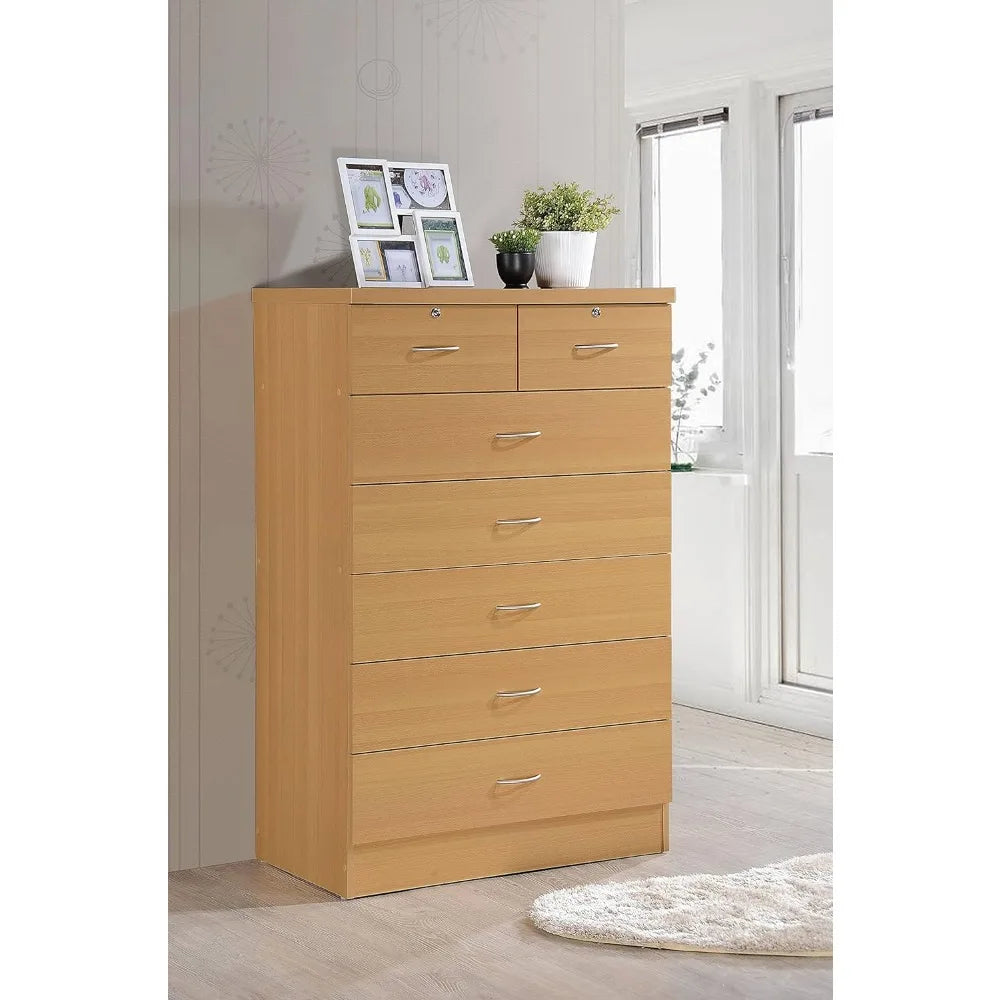 With 2 Locks on the Top Drawers Dresser for Bedroom Furniture 31.5 Inch Wide Chest of Drawers White Toilet Furniture Makeup Desk