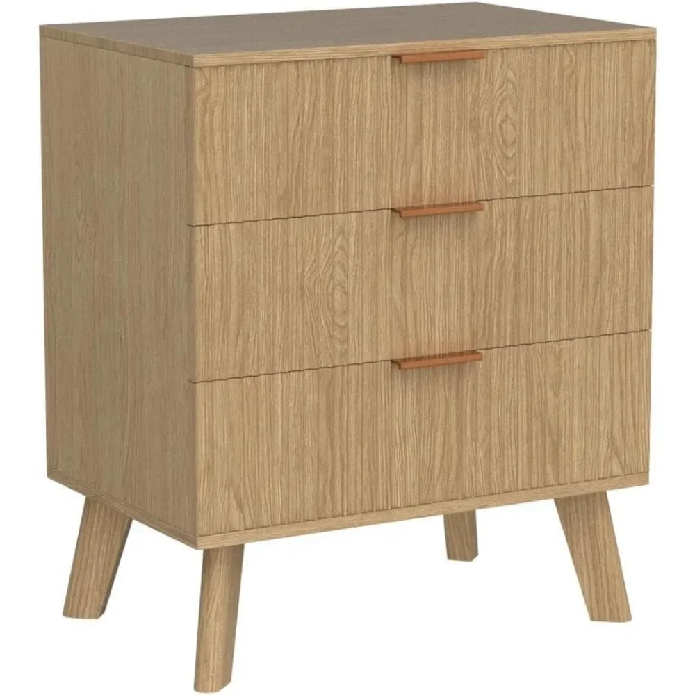 Dresser,3 Drawer Dresser,with Waveform Panel,Modern Closet Dressers Chest of Drawers,Wood Storage Dresser