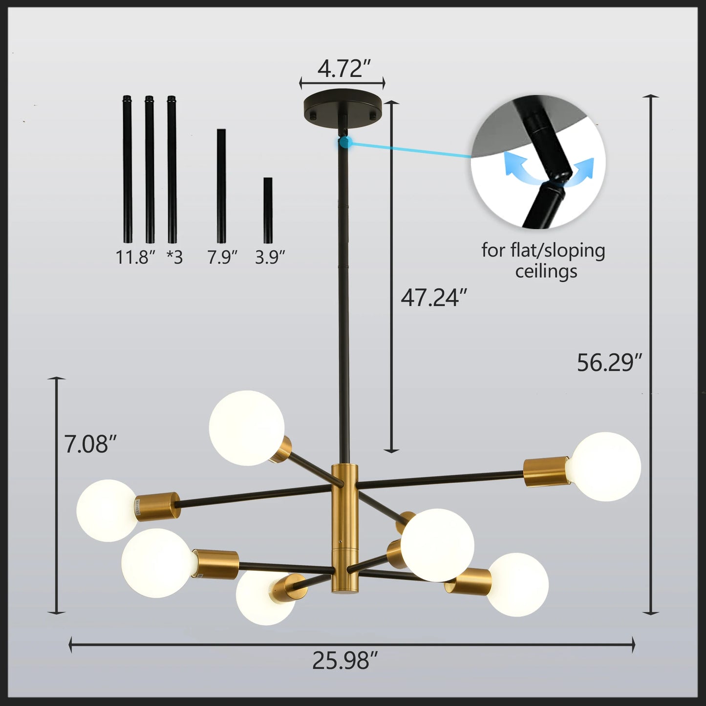 Modern Sputnik Linear Chandeliers LED Lamp 8/12 Light Home Decoratiom Lighting Indoor Fixtures Pendant Ceilin Lusters Luminaires