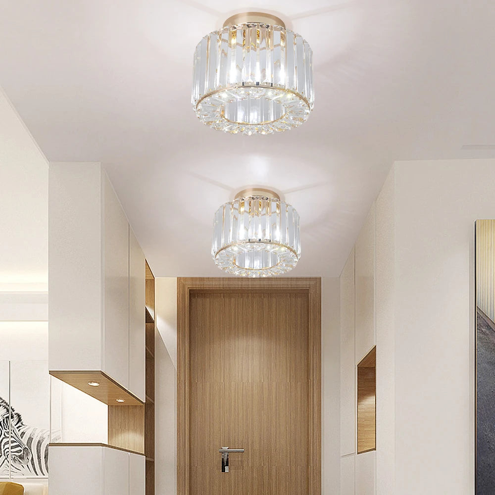 Plafonnier moderne minimaliste à LED K9 en cristal, luminaire décoratif de plafond pour chambre à coucher, salon, salle à manger, balcon, couloir