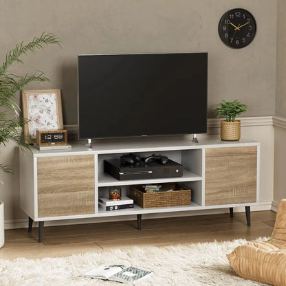 Tv Stand Living Room Furniture Entertainment Center With Two Storage Cabinets Television Stands Office Bedroom 58 Inch Ps5 Table